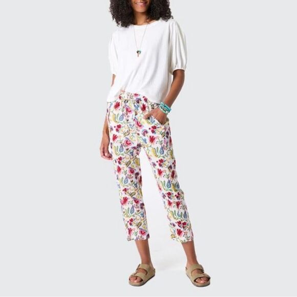 Xirena Paxtyn  Women’s Size XS White Multi Floral Pattern Gauzy Ankle Pant - Picture 1 of 12